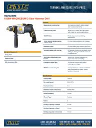 1050W MAGNESIUM 2 Gear Hammer Drill