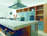 50mm thick brushed granite creates a wonderfully rustic and homely feel to a slick contemporary design. 
