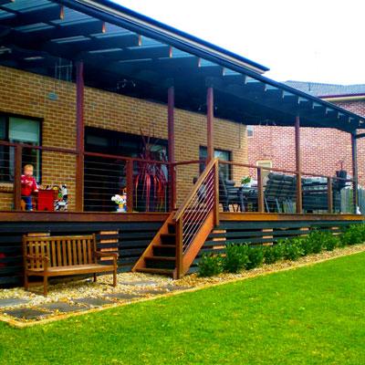 Large deck for outdoor entertainment/ child's play area