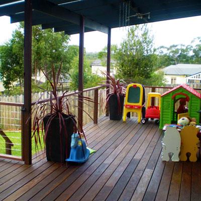 Large deck for outdoor entertainment/ child's play area