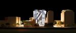 The updated west elevation showing the Dr Chau Chak Wing Building from the rear in its broader context.