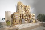 A street level view of the Dr Chau Chak Wing Building's 'crumpled' east fa�ade.