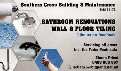 Bathroom Renovations Yorke Peninsula southern cross building & maintenance - serving both the entire Bathroom Renovations Yorke Peninsula southern cross building & maintenance - serving both the entire